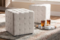 Baxton Studio Elladio Modern and Contemporary Beige Fabric Upholstered Tufted Cube Ottoman Set of 2