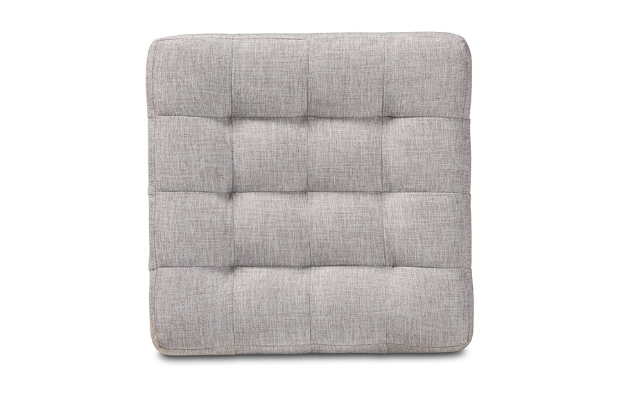 Baxton Studio Elladio Modern and Contemporary Greyish Beige Fabric Upholstered Tufted Cube Ottoman Set of 2