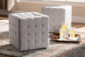Baxton Studio Elladio Modern and Contemporary Greyish Beige Fabric Upholstered Tufted Cube Ottoman Set of 2