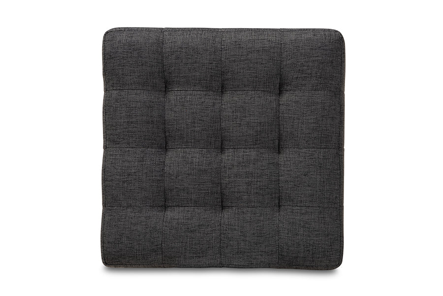 Baxton Studio Elladio Modern and Contemporary Dark Grey Fabric Upholstered Tufted Cube Ottoman Set of 2