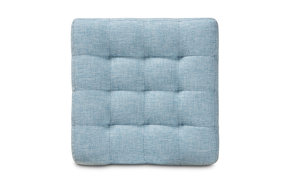 Baxton Studio Elladio Modern and Contemporary Light Blue Fabric Upholstered Tufted Cube Ottoman Set of 2