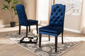 Baxton Studio Dylin Modern and Contemporary Navy Blue Velvet Fabric Upholstered Button Tufted Wood Dining Chair Set of 2