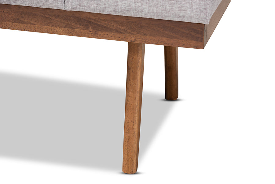 Baxton Studio Larisa Mid-Century Modern Grayish Beige Fabric Upholstered Wood Bench