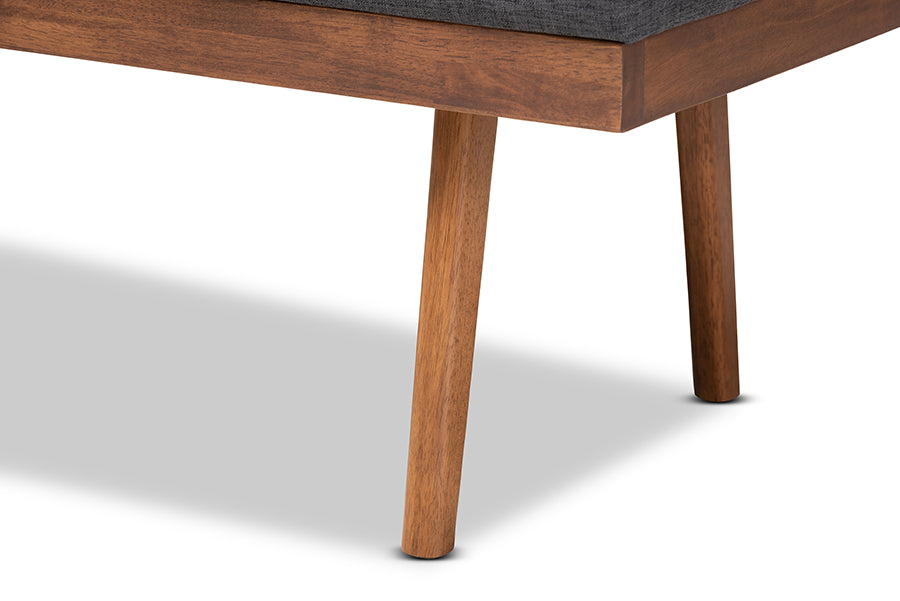 Baxton Studio Larisa Mid-Century Modern Charcoal Fabric Upholstered Wood Bench