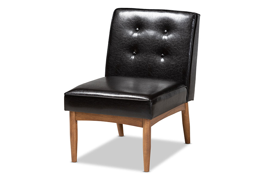 Baxton Studio Arvid Mid-Century Modern Dark Brown Faux Upholstered Leather 5-Piece Wood Dining Nook Set