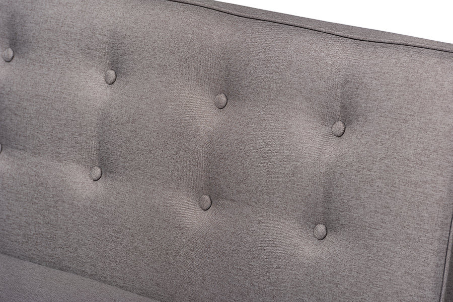 Baxton Studio Arvid Mid-Century Modern Gray Fabric Upholstered 2-Piece Wood Dining Nook Banquette Set