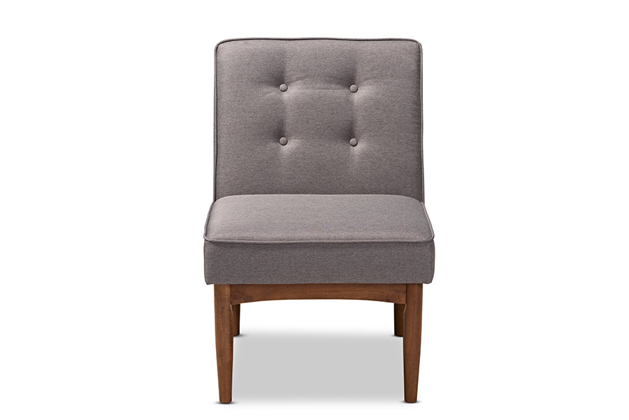 Baxton Studio Arvid Mid-Century Modern Gray Fabric Upholstered Wood Dining Chair