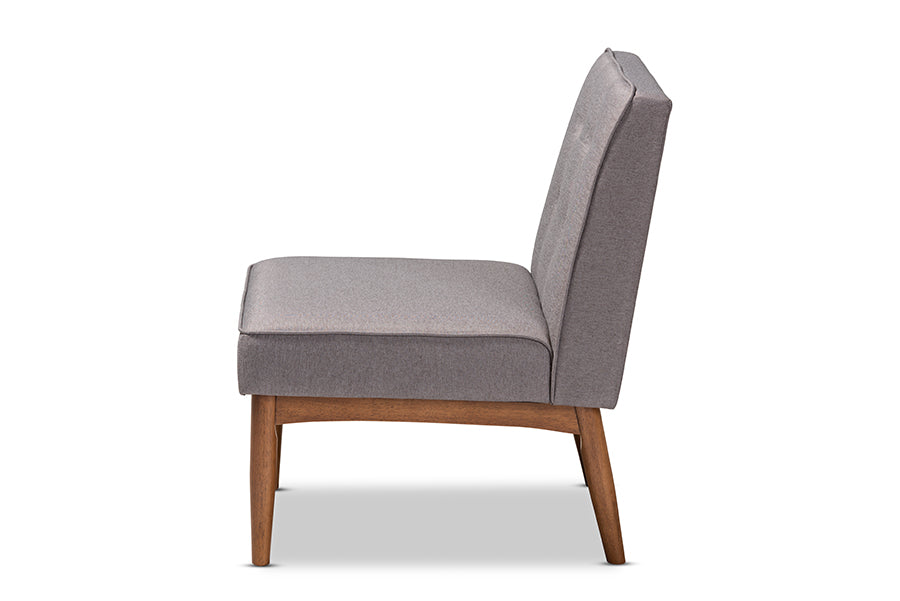 Baxton Studio Arvid Mid-Century Modern Gray Fabric Upholstered Wood Dining Chair