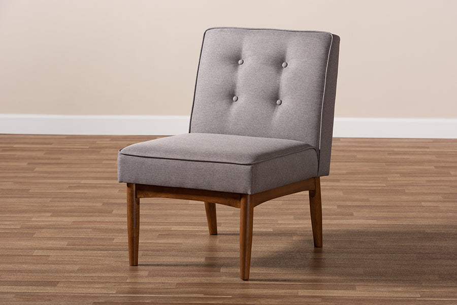 Baxton Studio Arvid Mid-Century Modern Gray Fabric Upholstered Wood Dining Chair