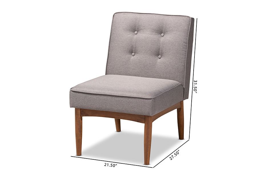 Baxton Studio Arvid Mid-Century Modern Gray Fabric Upholstered Wood Dining Chair