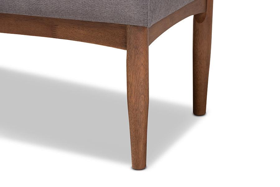 Baxton Studio Arvid Mid-Century Modern Gray Fabric Upholstered Wood Dining Bench