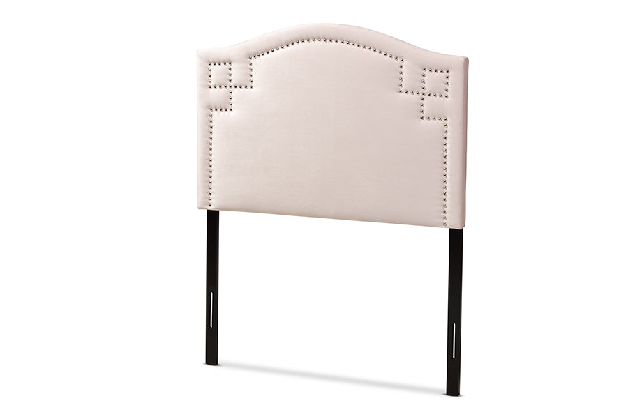 Baxton Studio Aubrey Modern and Contemporary Light Pink Velvet Fabric Upholstered Twin Size Headboard