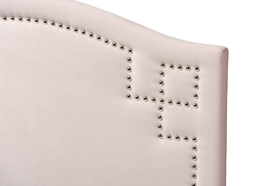 Baxton Studio Aubrey Modern and Contemporary Light Pink Velvet Fabric Upholstered Twin Size Headboard
