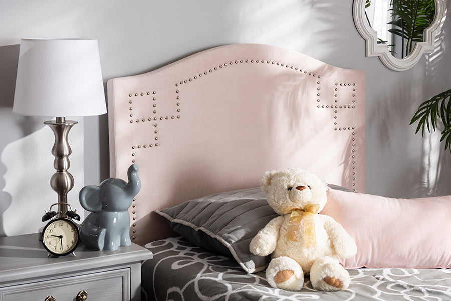 Baxton Studio Aubrey Modern and Contemporary Light Pink Velvet Fabric Upholstered Twin Size Headboard