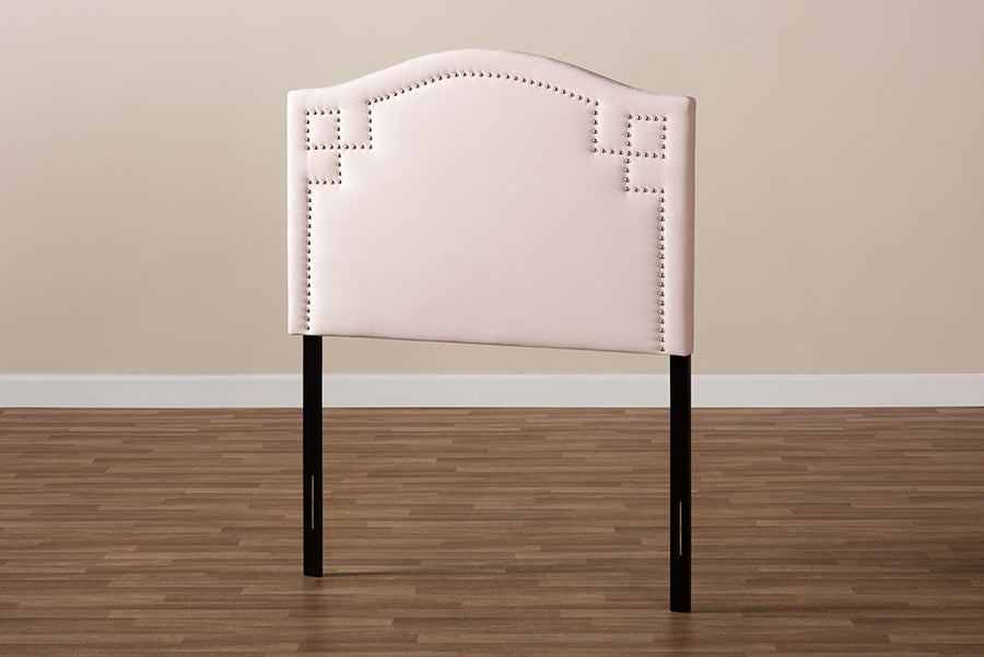 Baxton Studio Aubrey Modern and Contemporary Light Pink Velvet Fabric Upholstered Twin Size Headboard
