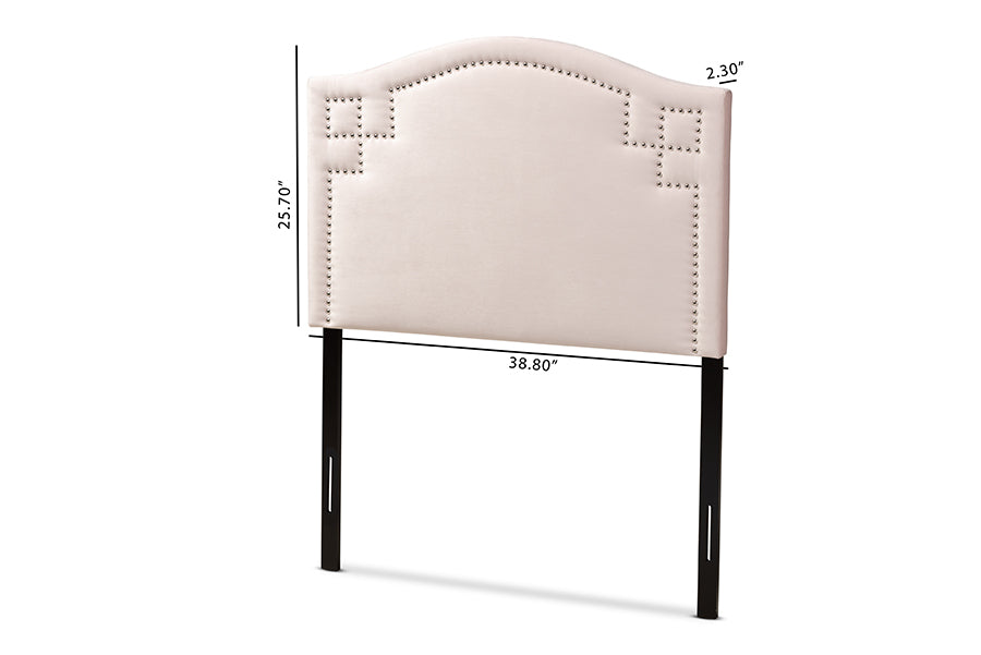 Baxton Studio Aubrey Modern and Contemporary Light Pink Velvet Fabric Upholstered Twin Size Headboard