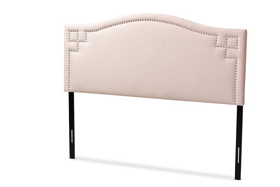 Baxton Studio Aubrey Modern and Contemporary Light Pink Velvet Fabric Upholstered King Size Headboard