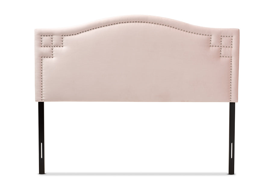 Baxton Studio Aubrey Modern and Contemporary Light Pink Velvet Fabric Upholstered King Size Headboard