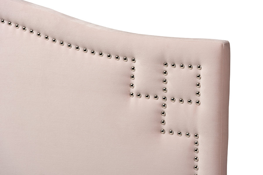 Baxton Studio Aubrey Modern and Contemporary Light Pink Velvet Fabric Upholstered Full Size Headboard