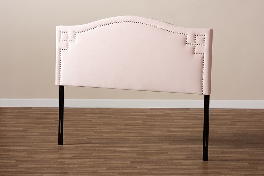 Baxton Studio Aubrey Modern and Contemporary Light Pink Velvet Fabric Upholstered Full Size Headboard