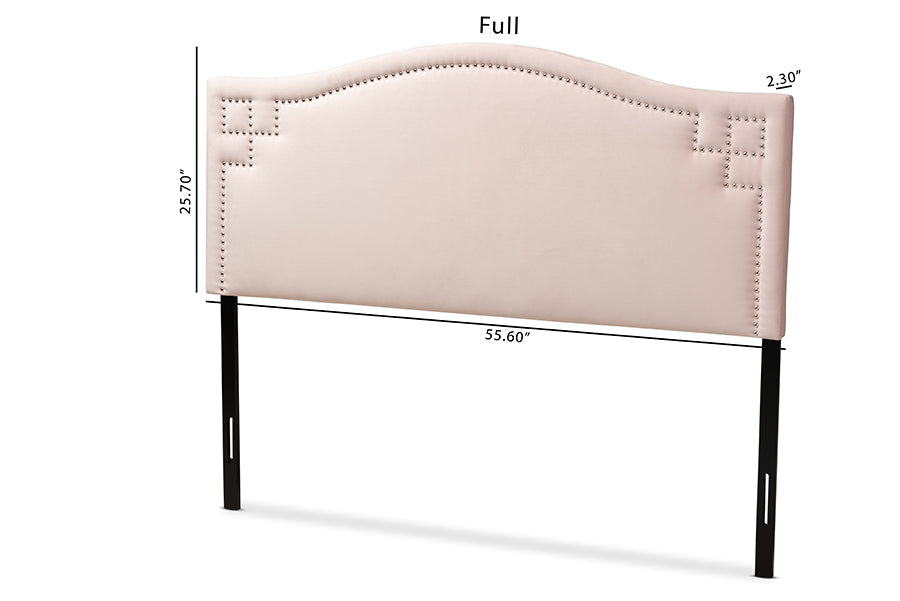 Baxton Studio Aubrey Modern and Contemporary Light Pink Velvet Fabric Upholstered King Size Headboard