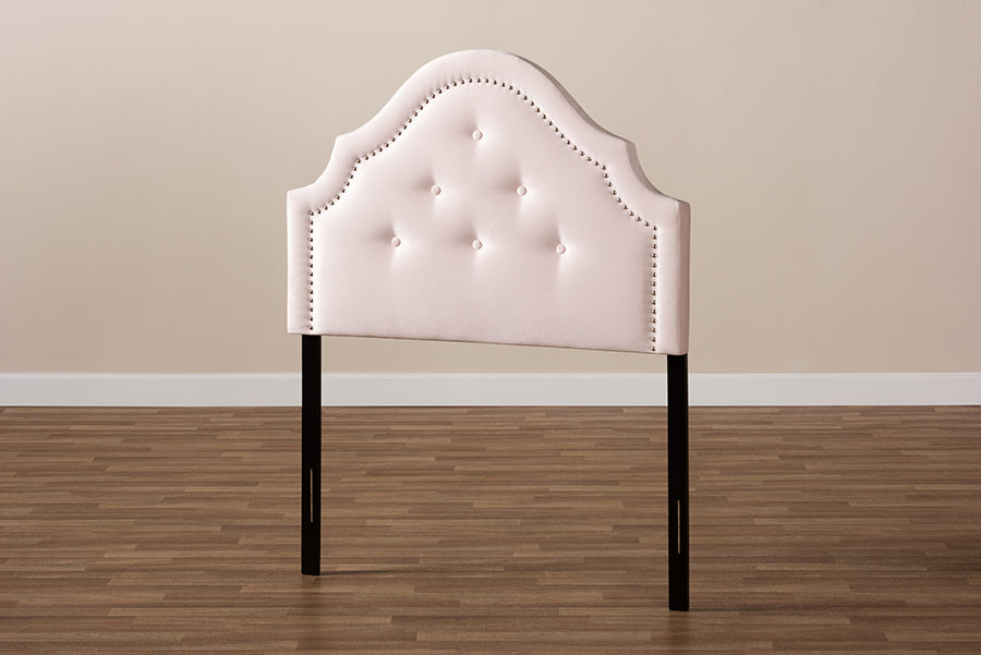 Baxton Studio Cora Modern and Contemporary Light Pink Velvet Fabric Upholstered Twin Size Headboard