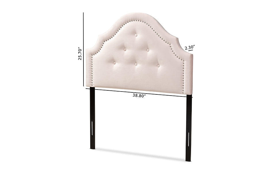 Baxton Studio Cora Modern and Contemporary Light Pink Velvet Fabric Upholstered Twin Size Headboard