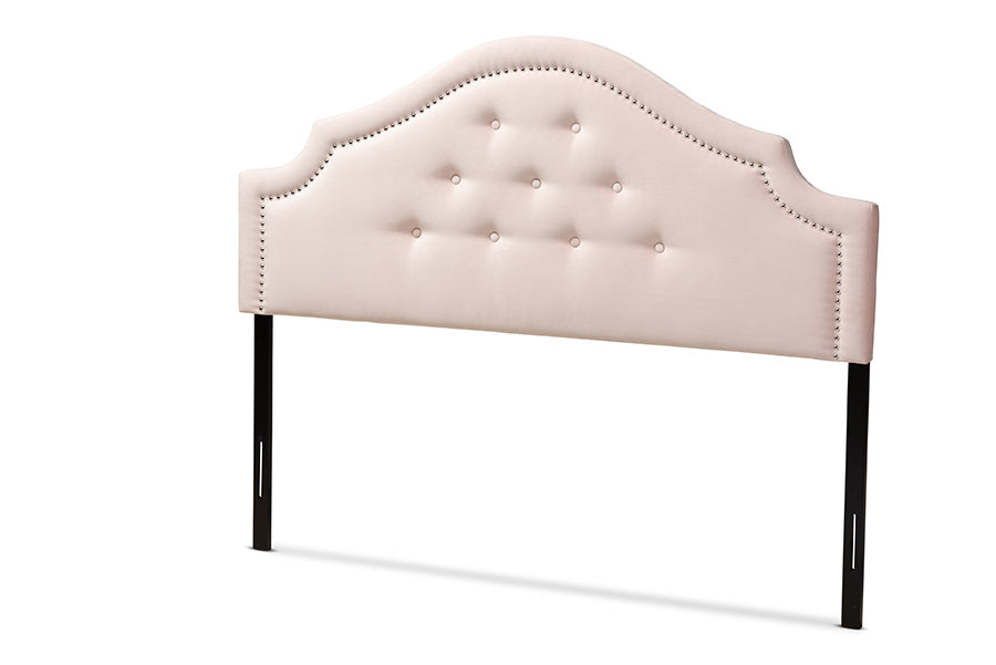 Baxton Studio Cora Modern and Contemporary Light Pink Velvet Fabric Upholstered King Size Headboard