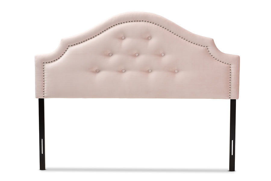 Baxton Studio Cora Modern and Contemporary Light Pink Velvet Fabric Upholstered King Size Headboard