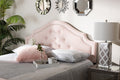 Baxton Studio Cora Modern and Contemporary Light Pink Velvet Fabric Upholstered King Size Headboard