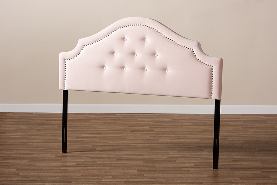 Baxton Studio Cora Modern and Contemporary Light Pink Velvet Fabric Upholstered Full Size Headboard