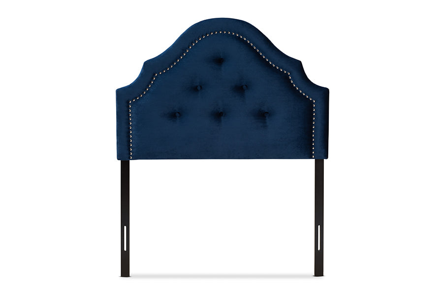 Baxton Studio Cora Modern and Contemporary Royal Blue Velvet Fabric Upholstered Twin Size Headboard