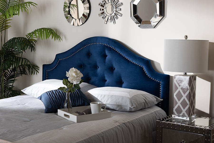 Baxton Studio Cora Modern and Contemporary Royal Blue Velvet Fabric Upholstered King Size Headboard