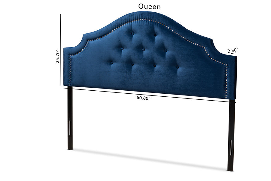 Baxton Studio Cora Modern and Contemporary Royal Blue Velvet Fabric Upholstered King Size Headboard