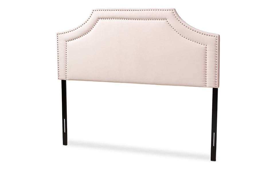 Baxton Studio Avignon Modern and Contemporary Light Pink Velvet Fabric Upholstered Queen Size Headboard