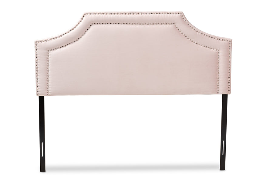 Baxton Studio Avignon Modern and Contemporary Light Pink Velvet Fabric Upholstered Full Size Headboard