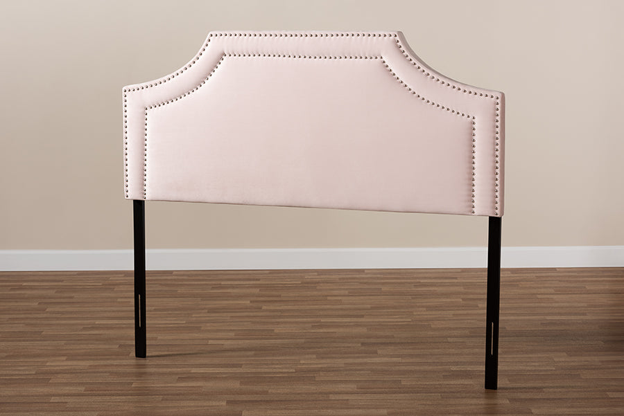 Baxton Studio Avignon Modern and Contemporary Light Pink Velvet Fabric Upholstered Full Size Headboard