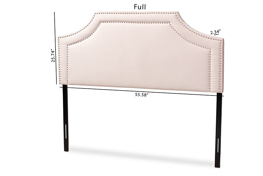 Baxton Studio Avignon Modern and Contemporary Light Pink Velvet Fabric Upholstered Full Size Headboard