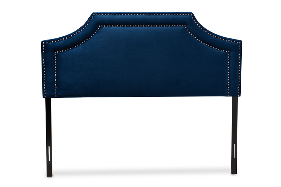 Baxton Studio Avignon Modern and Contemporary Navy Blue Velvet Fabric Upholstered King Size Headboard