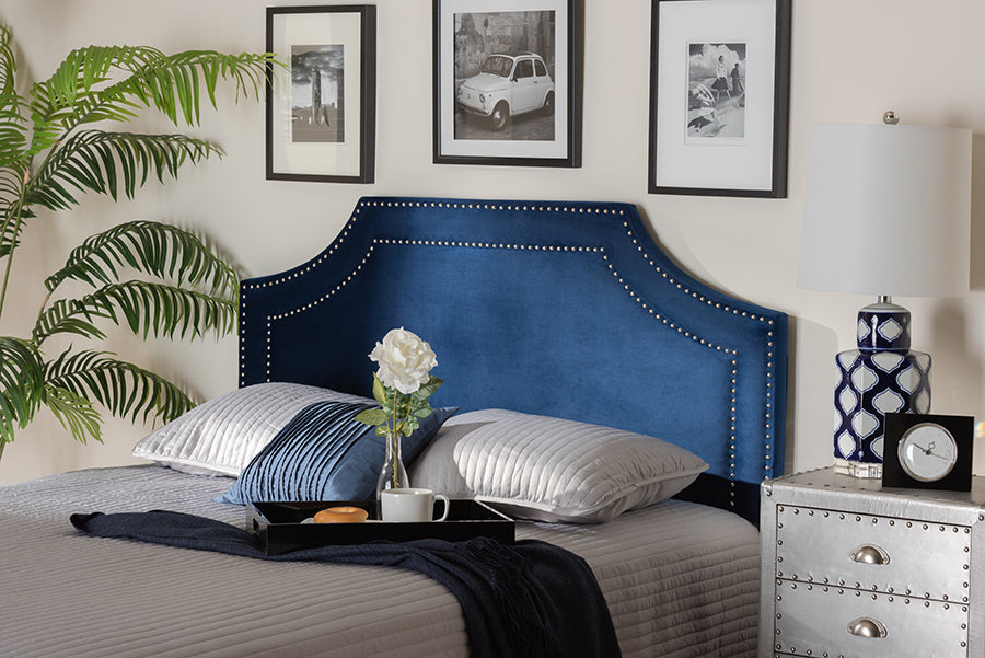 Baxton Studio Avignon Modern and Contemporary Navy Blue Velvet Fabric Upholstered Full Size Headboard