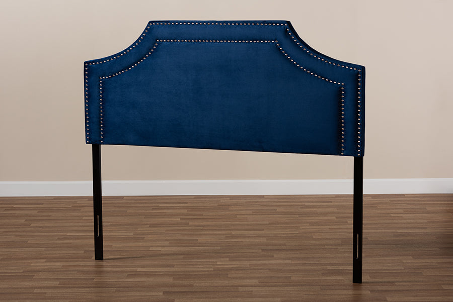 Baxton Studio Avignon Modern and Contemporary Navy Blue Velvet Fabric Upholstered Full Size Headboard
