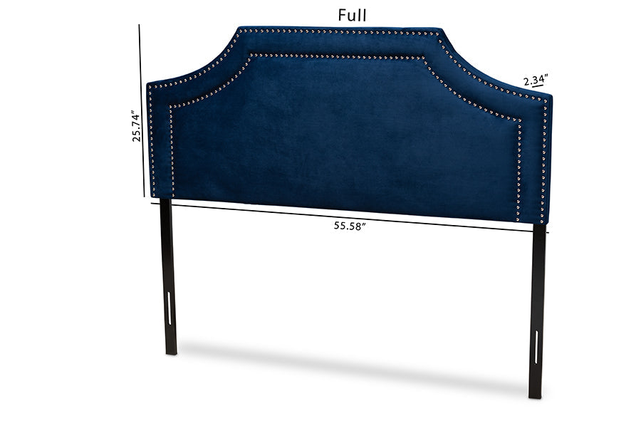 Baxton Studio Avignon Modern and Contemporary Navy Blue Velvet Fabric Upholstered Full Size Headboard