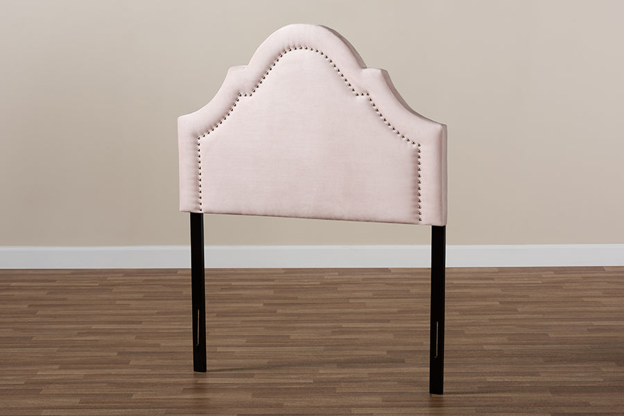 Baxton Studio Rita Modern and Contemporary Light Pink Velvet Fabric Upholstered Twin Size Headboard