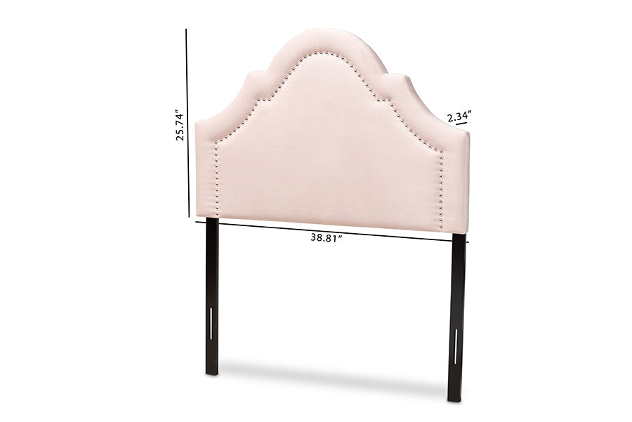 Baxton Studio Rita Modern and Contemporary Light Pink Velvet Fabric Upholstered Twin Size Headboard