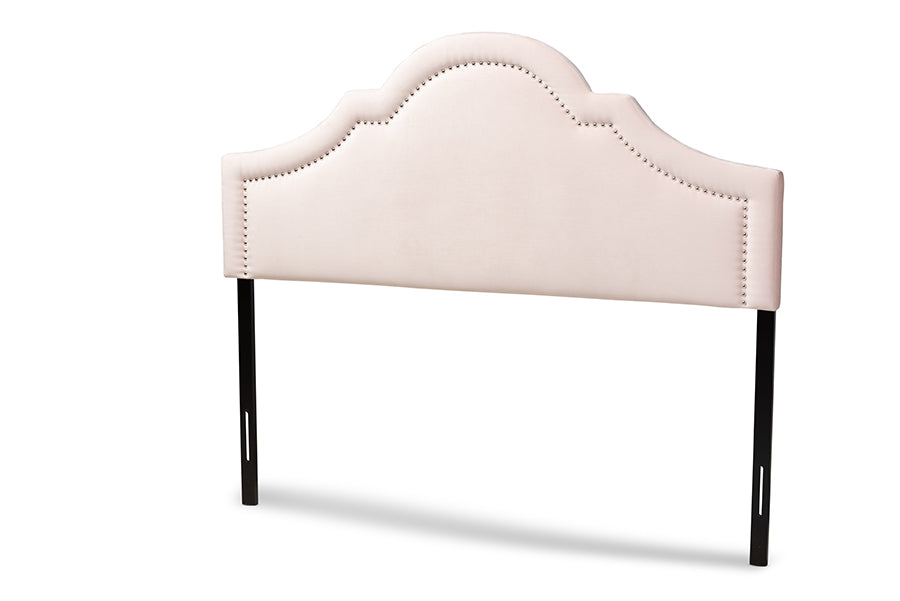Baxton Studio Rita Modern and Contemporary Light Pink Velvet Fabric Upholstered Queen Size Headboard