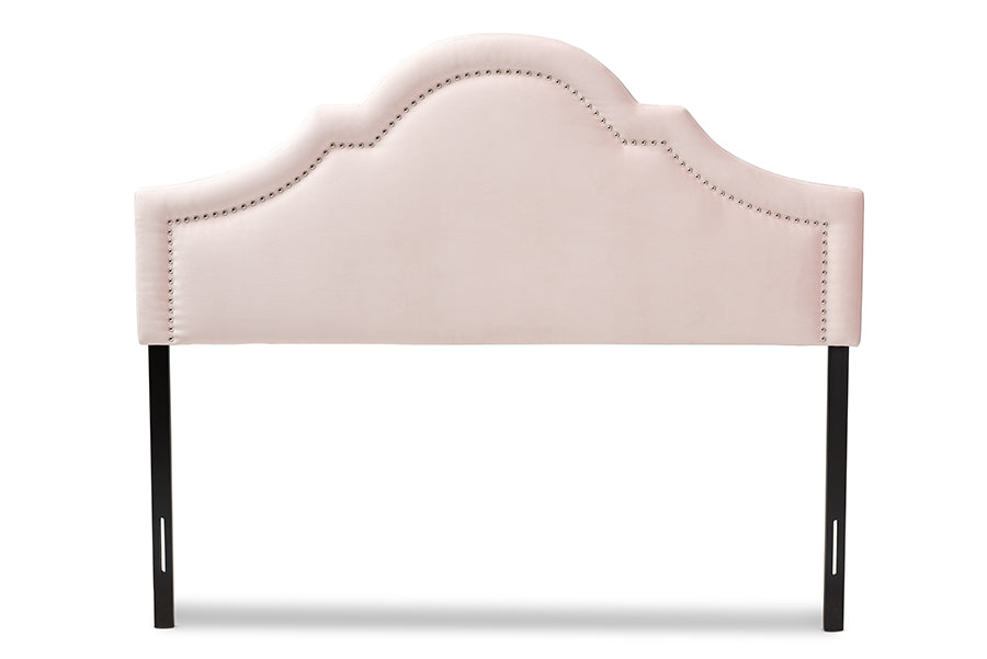Baxton Studio Rita Modern and Contemporary Light Pink Velvet Fabric Upholstered Queen Size Headboard