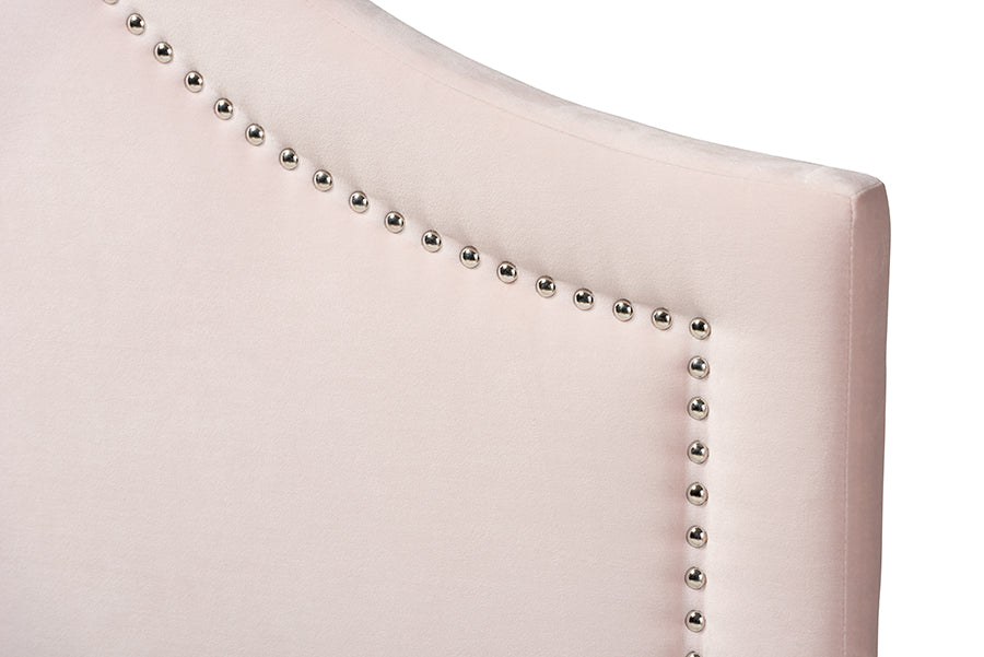 Baxton Studio Rita Modern and Contemporary Light Pink Velvet Fabric Upholstered Full Size Headboard