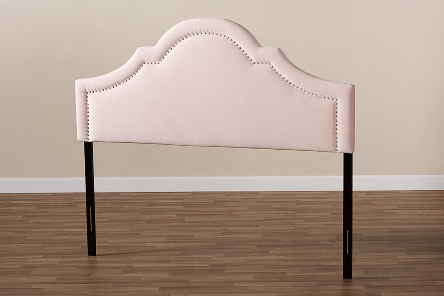 Baxton Studio Rita Modern and Contemporary Light Pink Velvet Fabric Upholstered Queen Size Headboard
