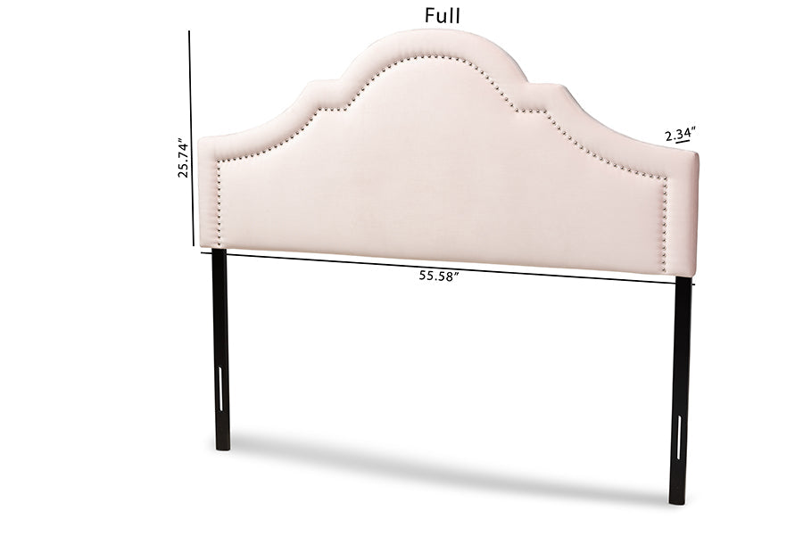 Baxton Studio Rita Modern and Contemporary Light Pink Velvet Fabric Upholstered Queen Size Headboard