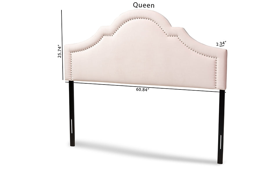 Baxton Studio Rita Modern and Contemporary Light Pink Velvet Fabric Upholstered Full Size Headboard